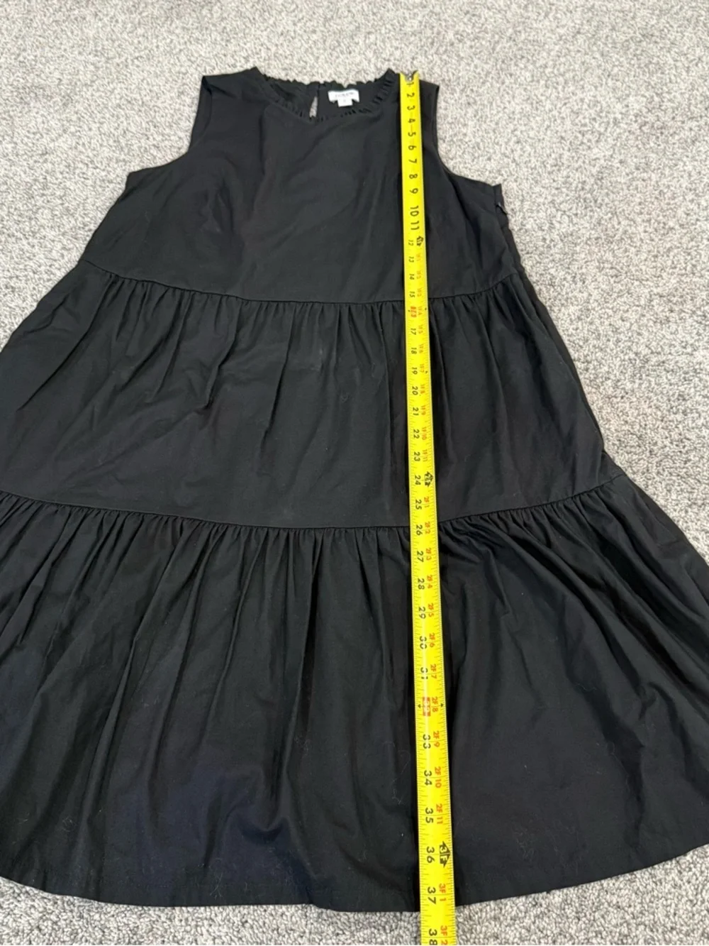 J Crew Black Sleeveless 100% Cotton Tiered Sleeveless Midi Dress Women’s US 6